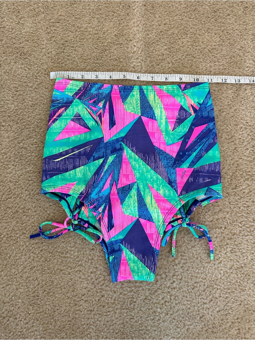 Rave WONDERLAND Neon Geo High-Waist Poledance in Pink, Teal & Blue L/Xl